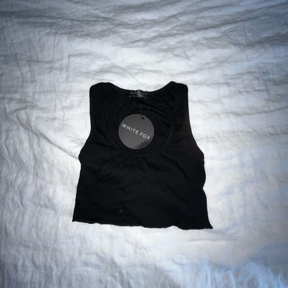 All For One Ribbed Crop Black Tank - Picture 3 of 4